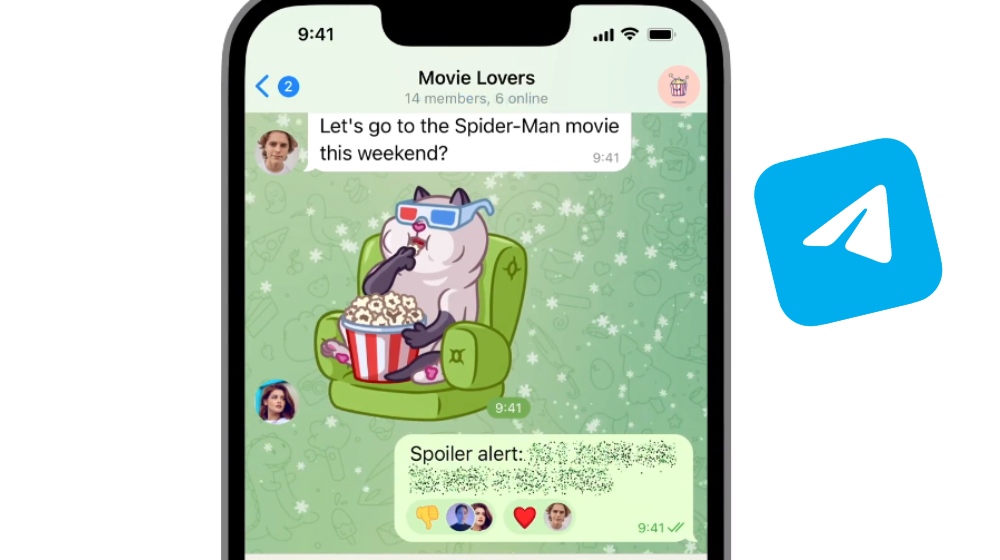 nascondi con spoiler telegram