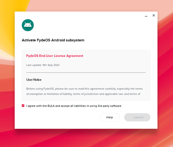il sottosistema Android fydeos non funziona